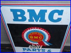 Vintage British Motor Corporation Bmc Parts & Service 24 Metal Car Dealer Sign
