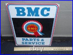 Vintage British Motor Corporation Bmc Parts & Service 24 Metal Car Dealer Sign
