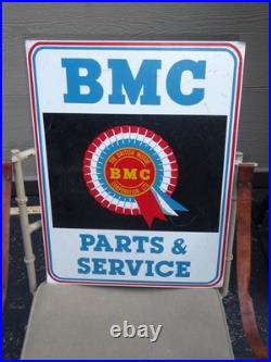 Vintage British Motor Corporation Bmc Parts & Service 24 Metal Car Dealer Sign