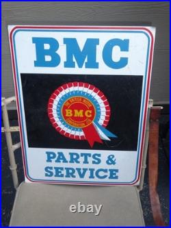 Vintage British Motor Corporation Bmc Parts & Service 24 Metal Car Dealer Sign