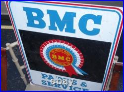 Vintage British Motor Corporation Bmc Parts & Service 24 Metal Car Dealer Sign