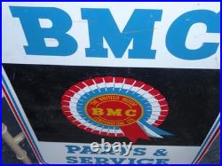 Vintage British Motor Corporation Bmc Parts & Service 24 Metal Car Dealer Sign