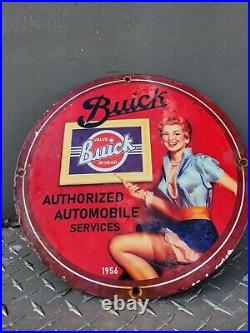 Vintage Buick Porcelain Sign Automobile Sales Service Department Gas Oil Car
