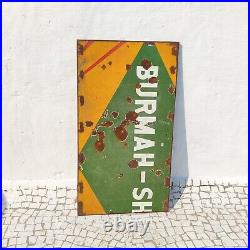 Vintage Burmah Shell Oil Advertising Double Sided Enamel Sign Automobile EB457
