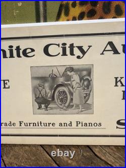 Vintage C. 1910 Granite City Auto Polish Sign Gas Oil Car Graphic Garage Pianos