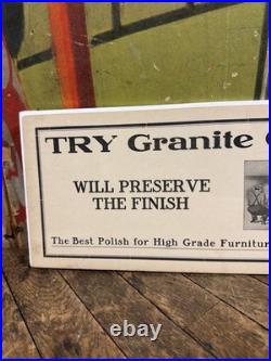 Vintage C. 1910 Granite City Auto Polish Sign Gas Oil Car Graphic Garage Pianos