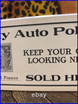 Vintage C. 1910 Granite City Auto Polish Sign Gas Oil Car Graphic Garage Pianos