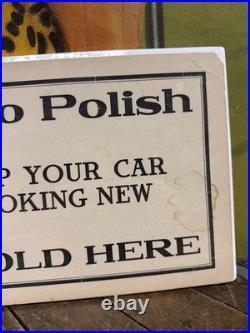 Vintage C. 1910 Granite City Auto Polish Sign Gas Oil Car Graphic Garage Pianos