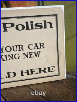 Vintage C. 1910 Granite City Auto Polish Sign Gas Oil Car Graphic Garage Pianos