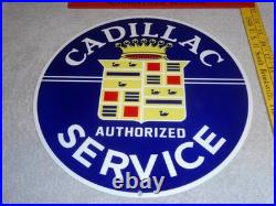 Vintage Cadillac Authorized Service Porcelain Metal Car Truck, Gasoline Oil Sign