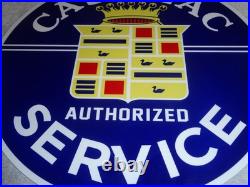 Vintage Cadillac Authorized Service Porcelain Metal Car Truck, Gasoline Oil Sign