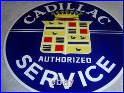 Vintage Cadillac Authorized Service Porcelain Metal Car Truck, Gasoline Oil Sign