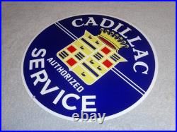 Vintage Cadillac Authorized Service Porcelain Metal Car Truck, Gasoline Oil Sign