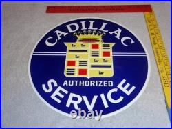 Vintage Cadillac Authorized Service Porcelain Metal Car Truck, Gasoline Oil Sign