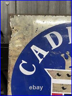 Vintage Cadillac Dealership SERVICE Decal on Metal Sign Auto Advertising