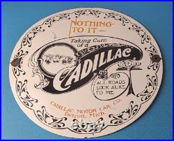 Vintage Cadillac Motor Car Co Sign Gas Pump Plate Automobiles Porcelain Sign
