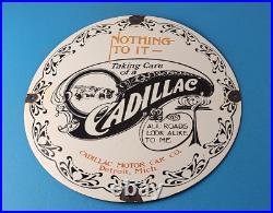 Vintage Cadillac Motor Car Co Sign Gas Pump Plate Automobiles Porcelain Sign