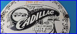 Vintage Cadillac Motor Car Co Sign Gas Pump Plate Automobiles Porcelain Sign