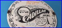 Vintage Cadillac Motor Car Co Sign Gas Pump Plate Automobiles Porcelain Sign