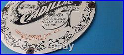 Vintage Cadillac Motor Car Co Sign Gas Pump Plate Automobiles Porcelain Sign