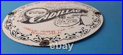 Vintage Cadillac Motor Car Co Sign Gas Pump Plate Automobiles Porcelain Sign