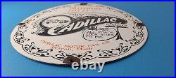 Vintage Cadillac Motor Car Co Sign Gas Pump Plate Automobiles Porcelain Sign