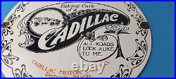 Vintage Cadillac Motor Car Co Sign Gas Pump Plate Automobiles Porcelain Sign