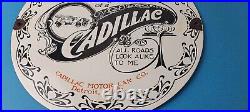 Vintage Cadillac Motor Car Co Sign Gas Pump Plate Automobiles Porcelain Sign