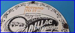 Vintage Cadillac Motor Car Co Sign Gas Pump Plate Automobiles Porcelain Sign