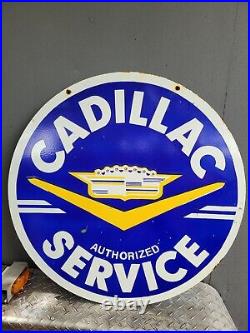 Vintage Cadillac Porcelain Sign 30 Large Sales Service Car Dealer Truck Gas Oil