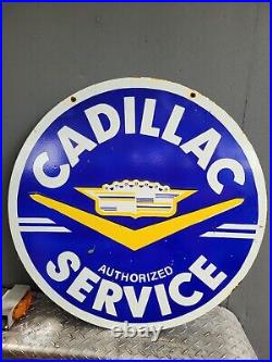 Vintage Cadillac Porcelain Sign 30 Large Sales Service Car Dealer Truck Gas Oil