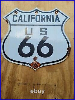 Vintage California Auto Club Porcelain Sign Us Route 66 Shield Gas Signage Oil