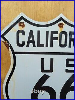 Vintage California Auto Club Porcelain Sign Us Route 66 Shield Gas Signage Oil
