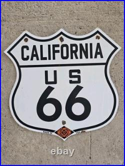 Vintage California Route 66 California State Auto Assn. Porcelain Sign 16 X 15