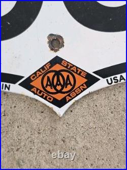 Vintage California Route 66 California State Auto Assn. Porcelain Sign 16 X 15