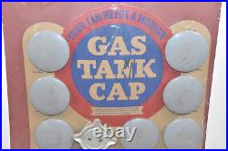 Vintage Car Automobile Auto GAS TANK CAP Advertising Counter Store Display SIGN