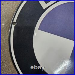 Vintage Car Bmw Old Us Gasoline Oil Gas Pump Enamel Porcelain Sign
