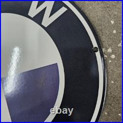 Vintage Car Bmw Old Us Gasoline Oil Gas Pump Enamel Porcelain Sign