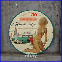 Vintage Car Pinupgirl Style Gas Station Service Man Cave Oil Porcelain Sign 007