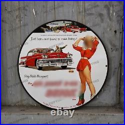 Vintage Car Pinupgirl Style Gas Station Service Man Cave Oil Porcelain Sign 008