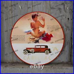 Vintage Car Pinupgirl Style Gas Station Service Man Cave Oil Porcelain Sign 022