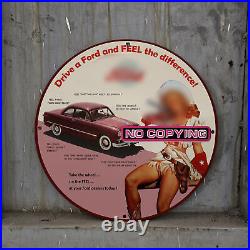 Vintage Car Pinupgirl Style Gas Station Service Man Cave Oil Porcelain Sign 111