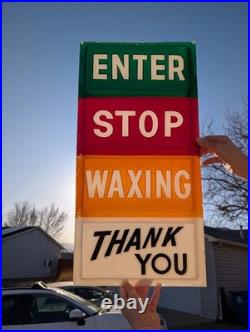Vintage Car Wash Sign Enter Stop Waxing Thank You Plastic Sign ORIGINAL