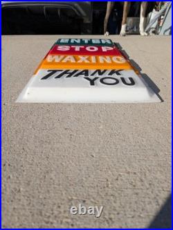 Vintage Car Wash Sign Enter Stop Waxing Thank You Plastic Sign ORIGINAL