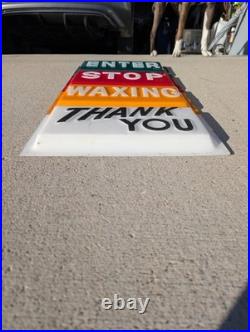 Vintage Car Wash Sign Enter Stop Waxing Thank You Plastic Sign ORIGINAL