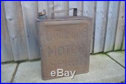 Vintage Carburine Motor Spirit 2 Two Gallon Petrol Can with Brass Cap