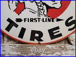 Vintage Carlise Tires Porcelain Sign 30 Old Auto Dealer Automotive Parts Supply