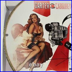 Vintage Carter Carburetor Porcelain Engine Auto Motor Gasoline Enamel Metal Sign