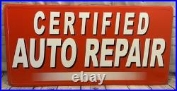 Vintage Certified Auto Repair Sign Embossed Tin Metal 36 Mechanic Shop Gas Oil
