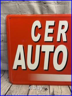 Vintage Certified Auto Repair Sign Embossed Tin Metal 36 Mechanic Shop Gas Oil